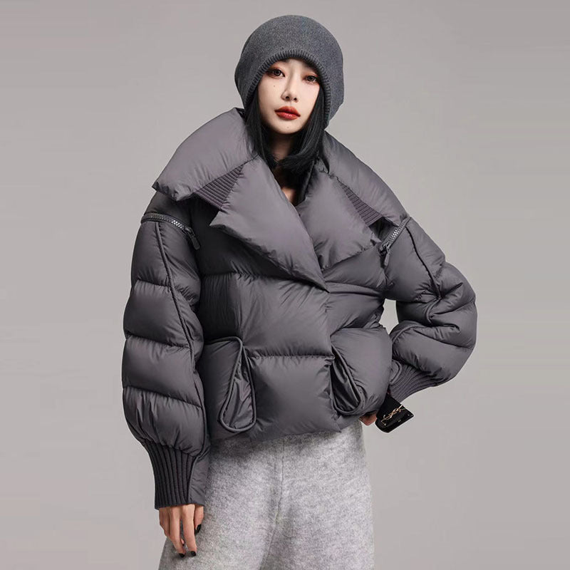Women's Luxury Knit-Panel Down Jacket