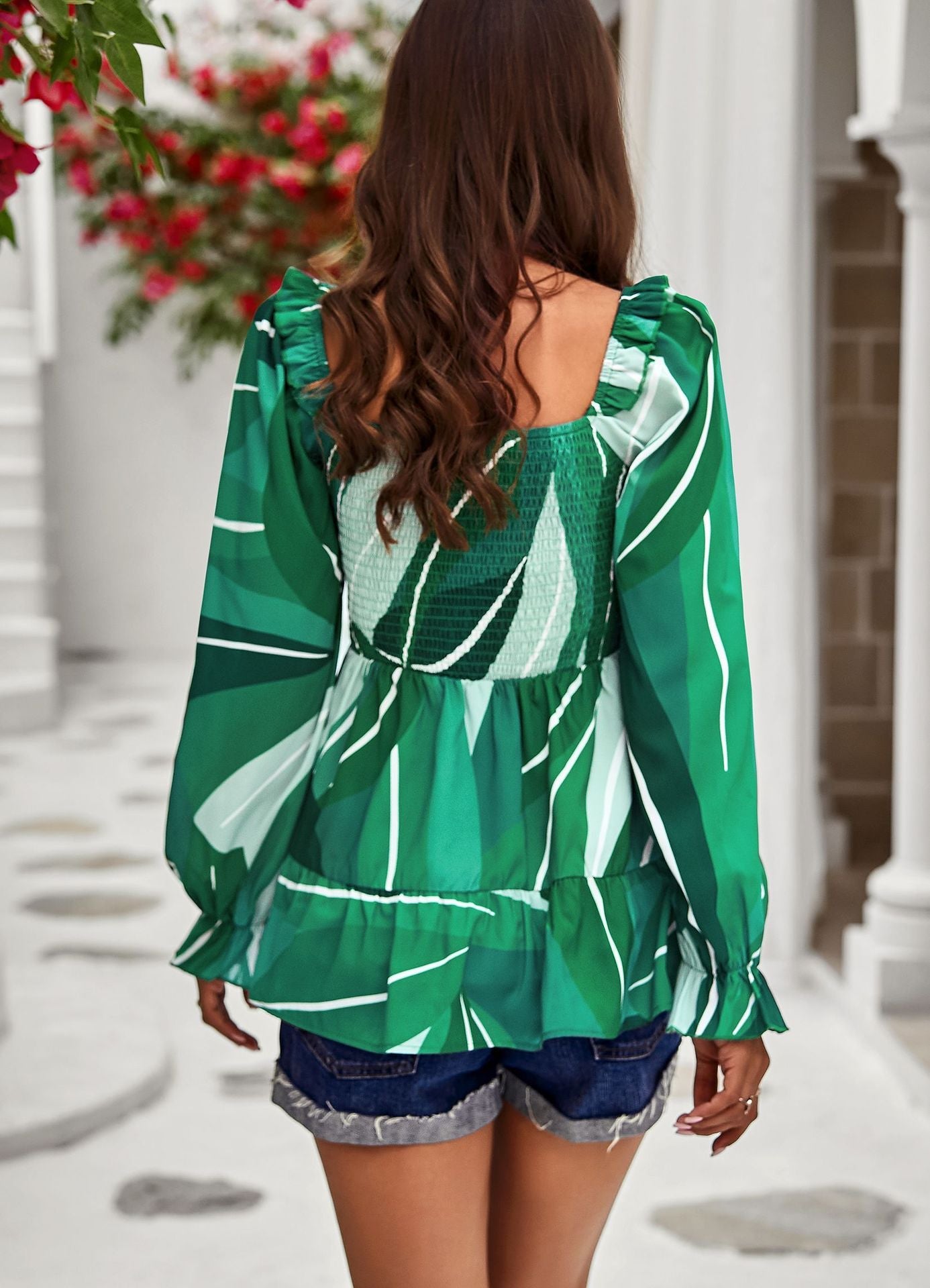 Casual Floral Print Long Sleeves Blouses