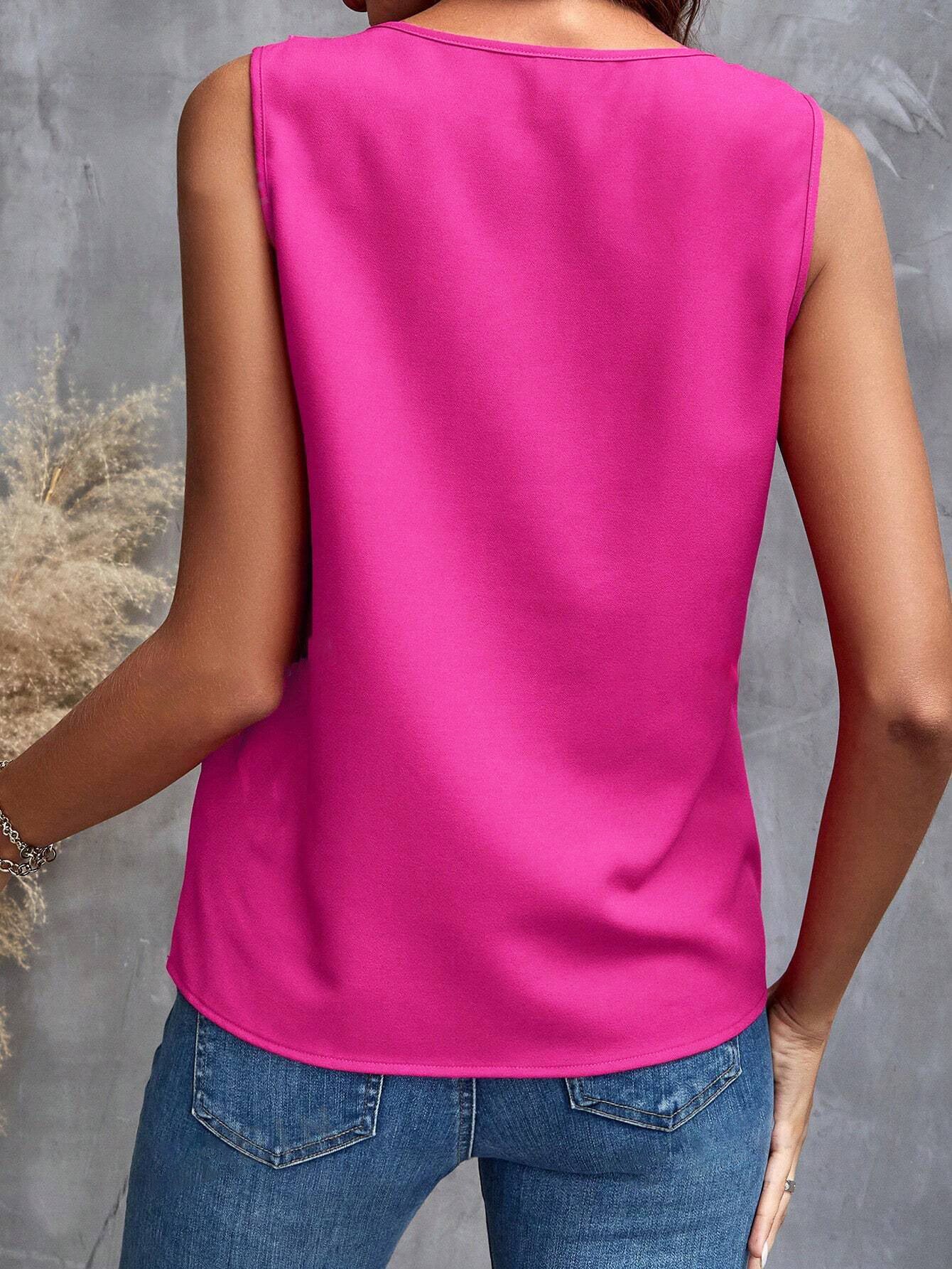 Casual V Neck Ruffled Sleeveless Summer Tops