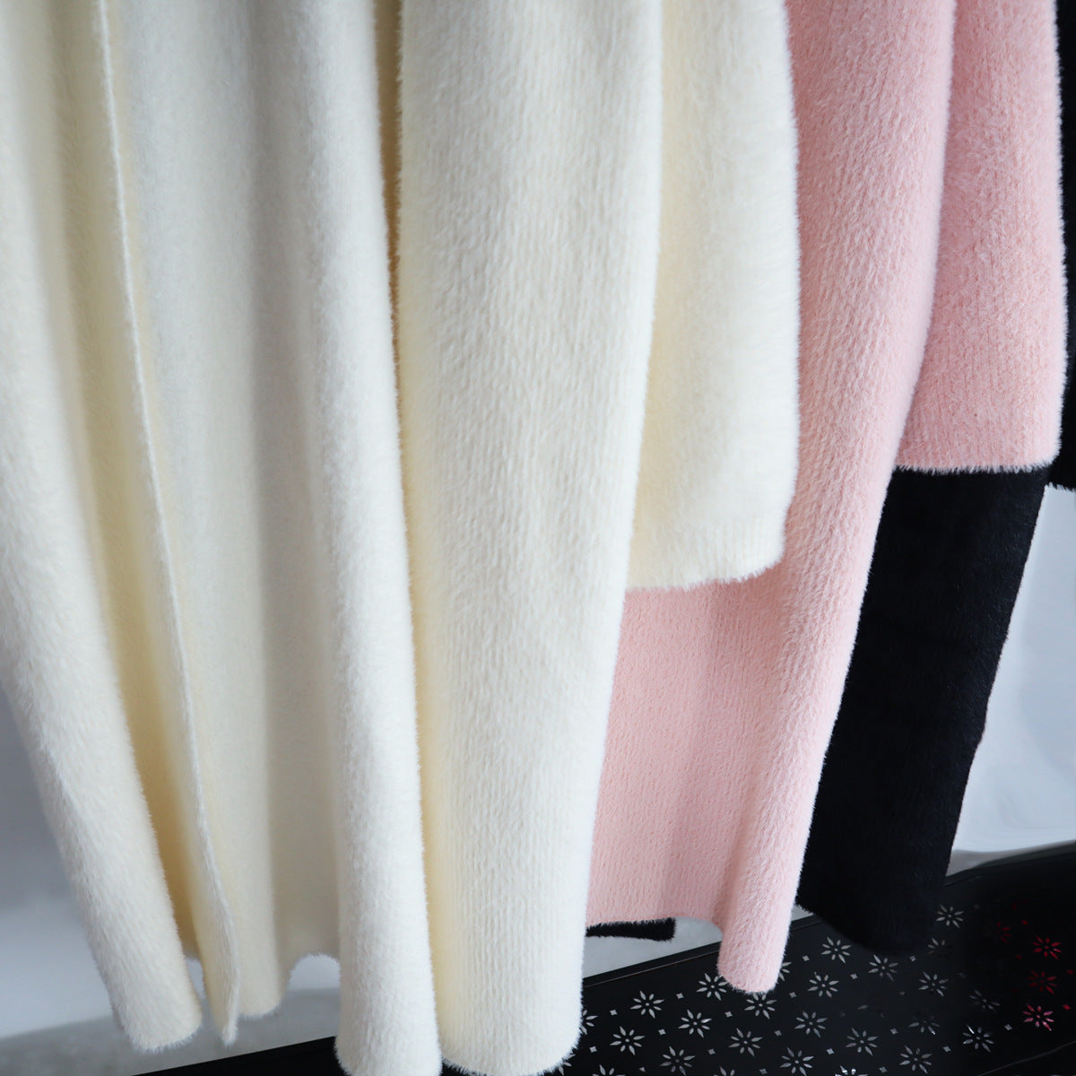 Women's Long Loose Faux Mink Fur Knit Cardigan