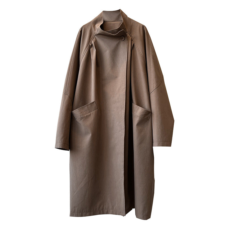 Retro Notch Lapel Single-Button Mid-Length Coat