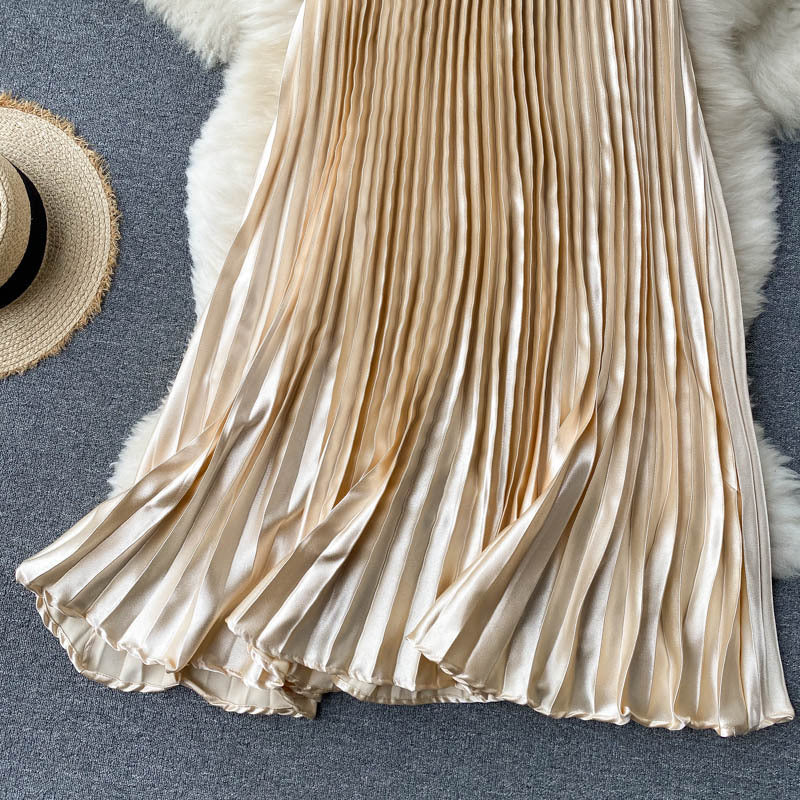 Luxury Heavy-Duty Pleated Midi A-Line Skirt