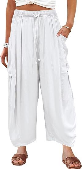 High-Waisted Wide-Leg Pants with Elastic Waist