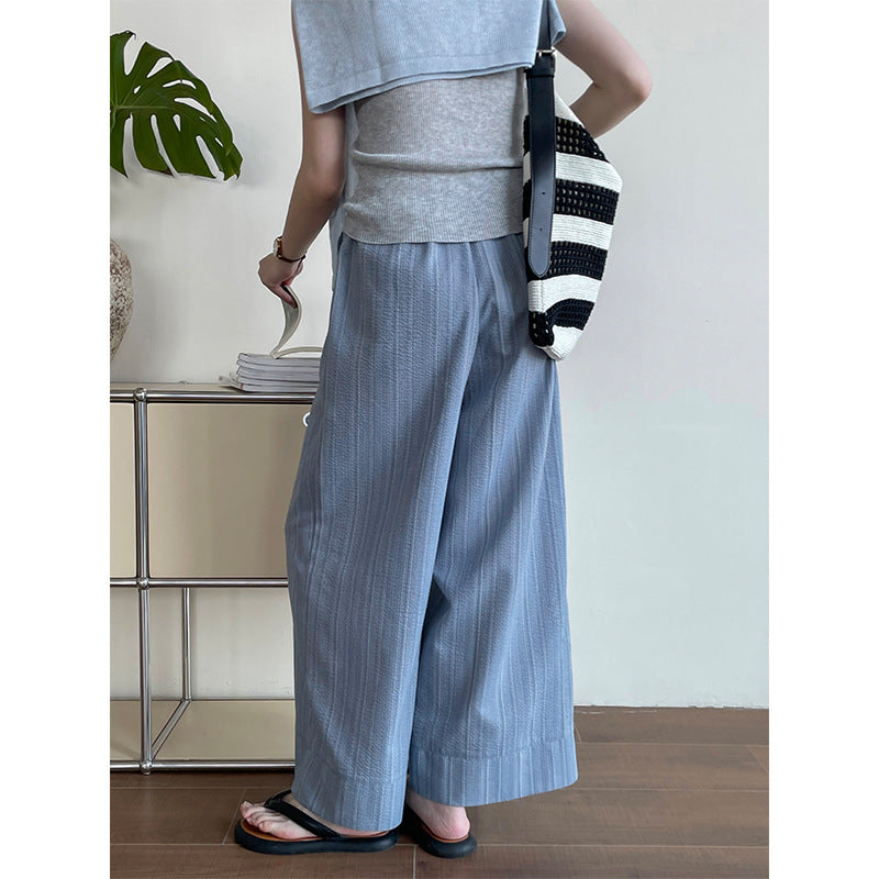 Women's Striped Drawstring Wide-Leg Pants