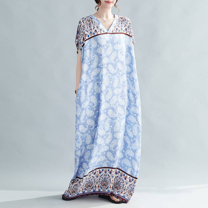 Women Summer Plus Sizes Long Dresses-Dresses-Gray-One Size (50-120 kg)-Free Shipping at meselling99