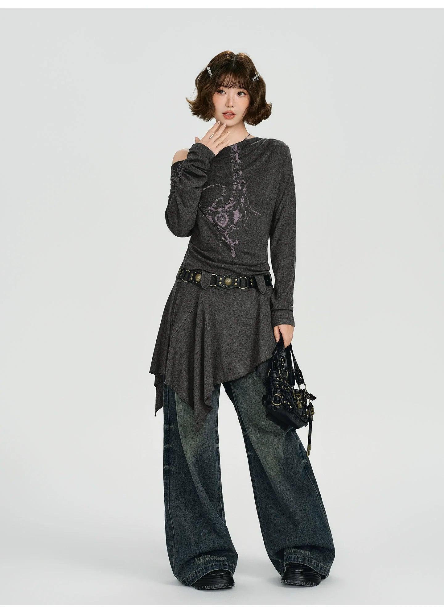 Girlyhalo Retro Vintage Off-Shoulder Long Sleeve Dress