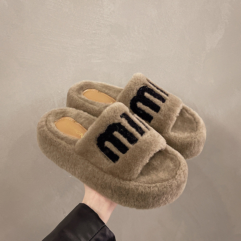 Fashion Women Winter Platform Slippers