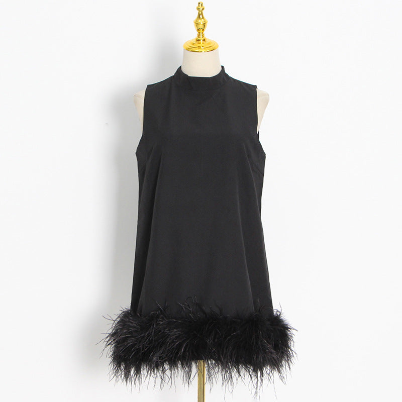 Ostrich Feather A-Line Dress
