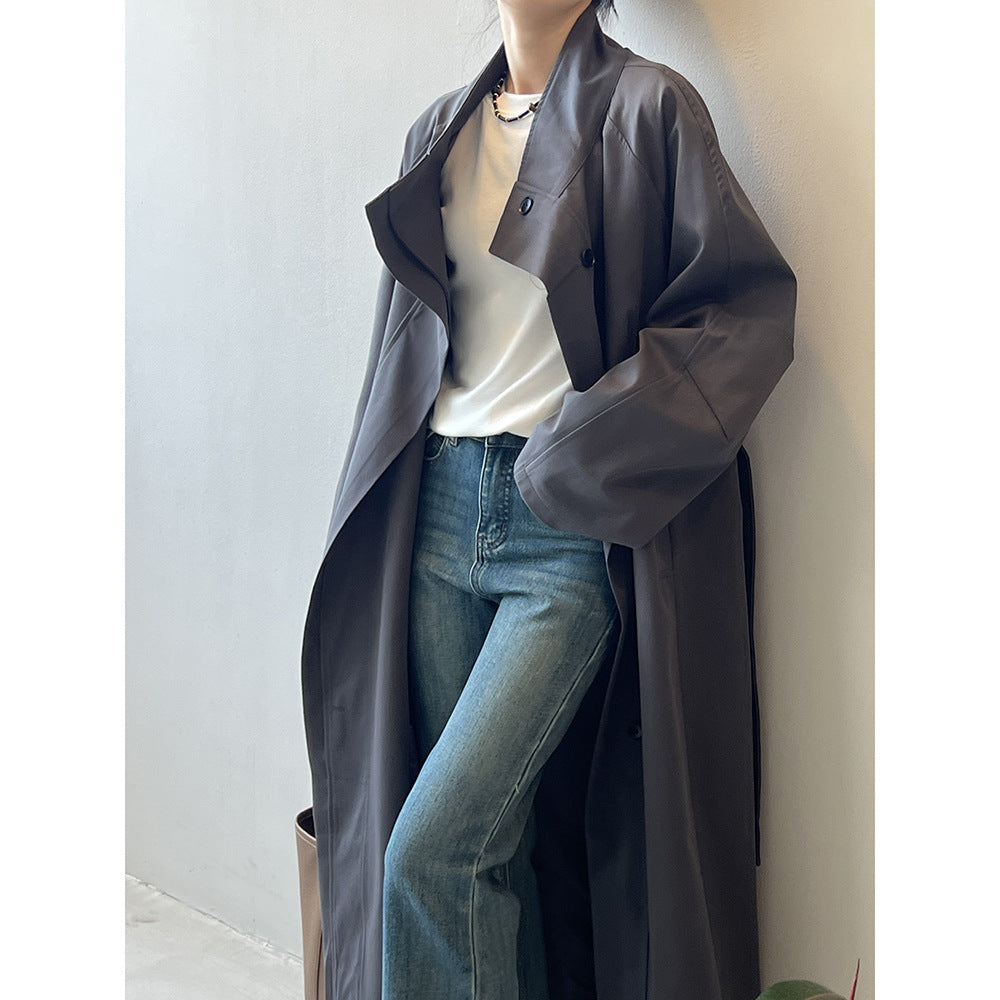 Women’s Stand Collar Long Trench Coat