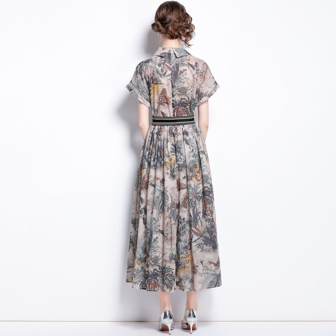 Women's Summer Dress – Slim Fit, Mid-Length, Short Sleeve,