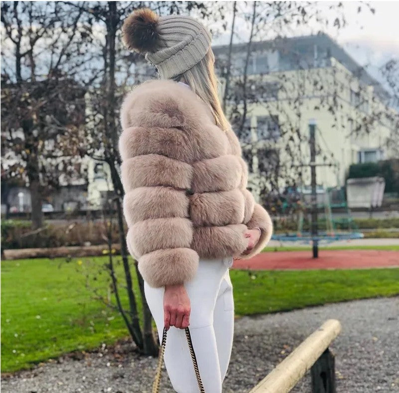 Women's Thickened Faux Fox Fur Spliced Winter Coat