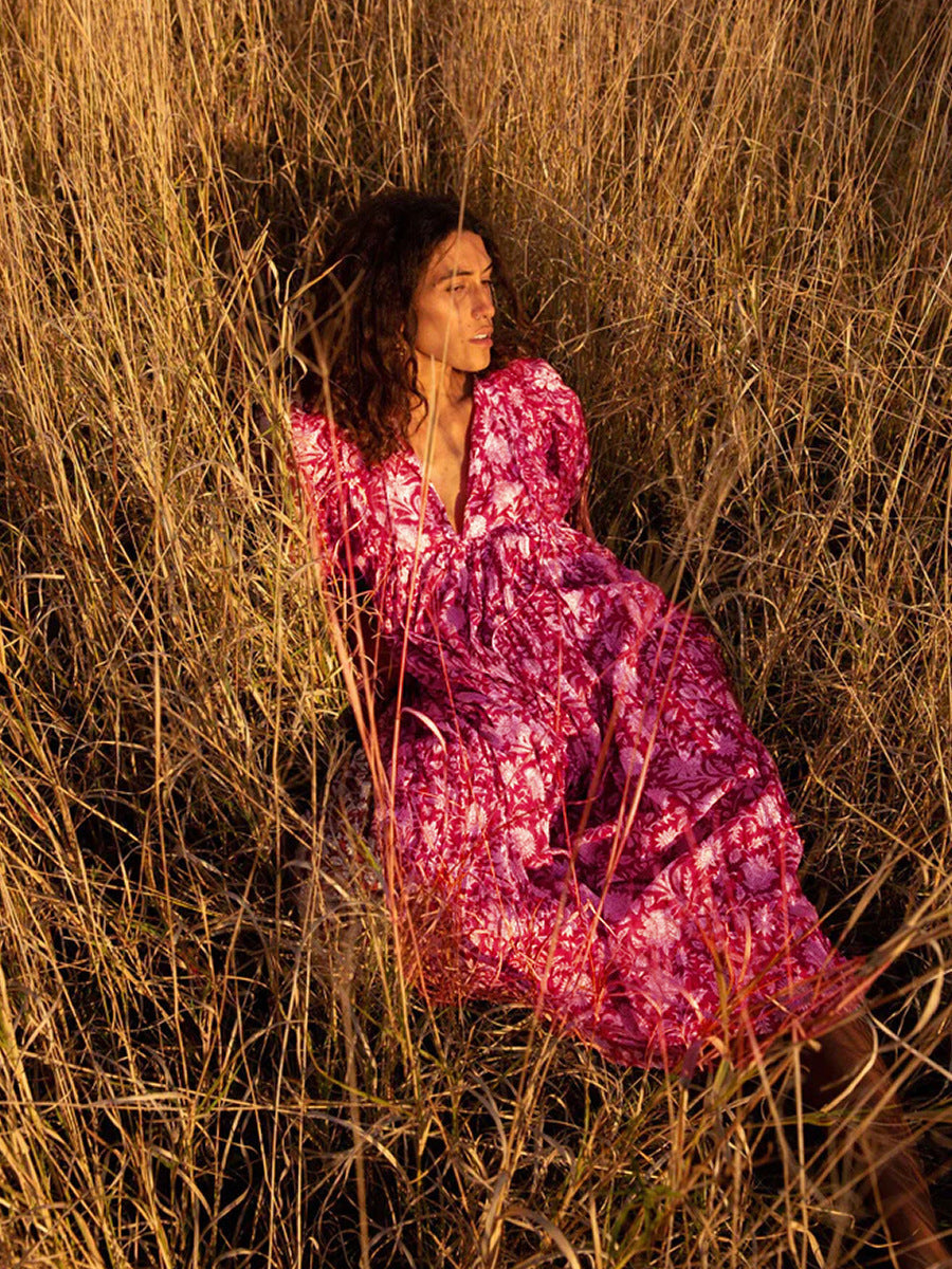 Casual Cotton Half Sleeves Long Dresses