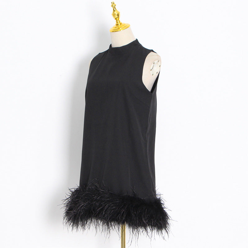 Ostrich Feather A-Line Dress