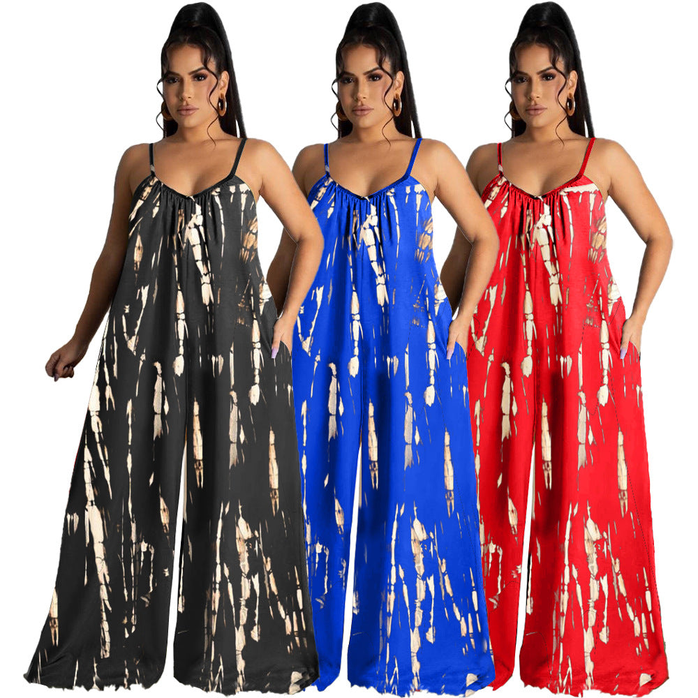 Casual Print Summer Women Sleeveless Vest Jumpsuits