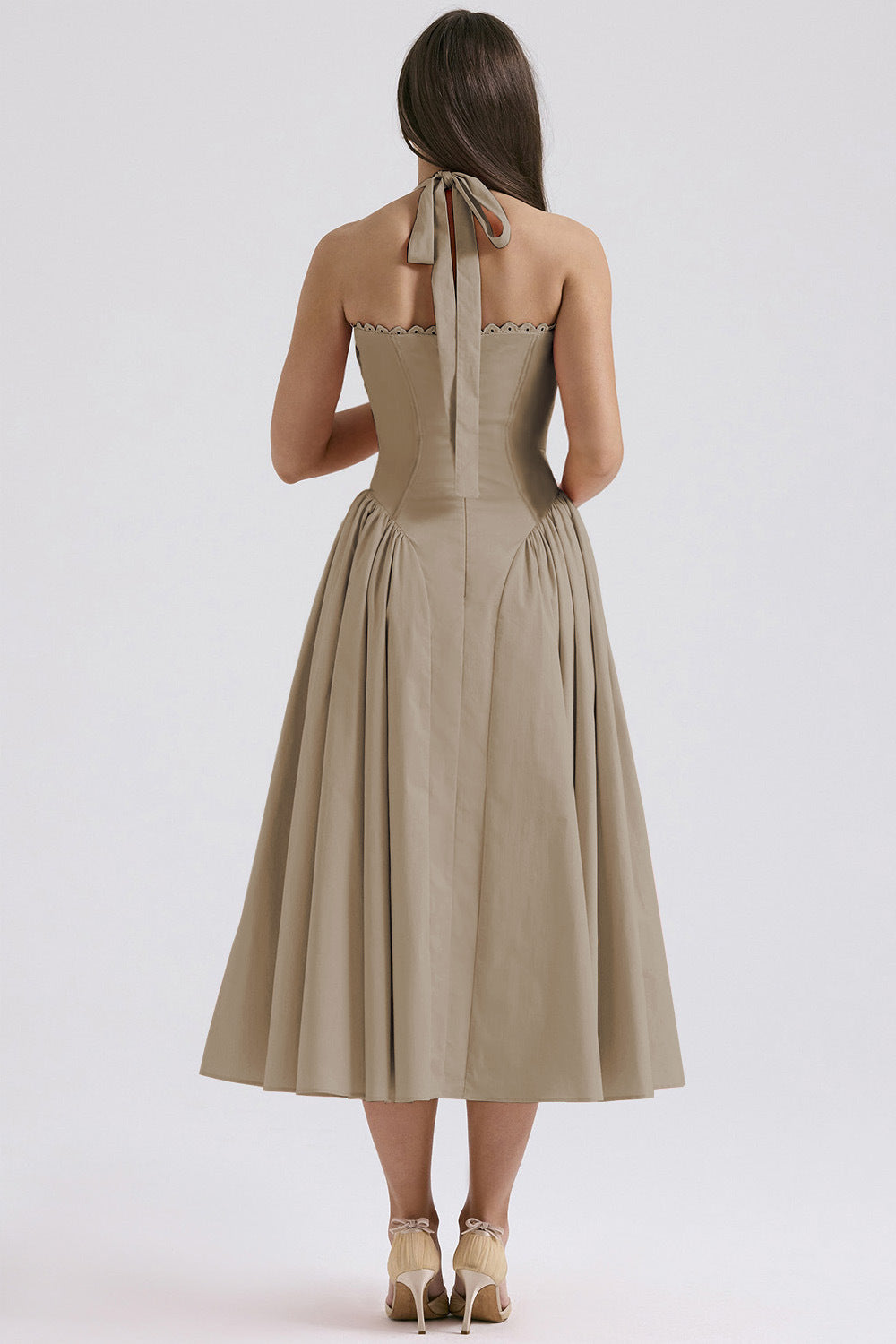 Women's Summer Floral Print Bodycon Halter Neck Maxi Dress