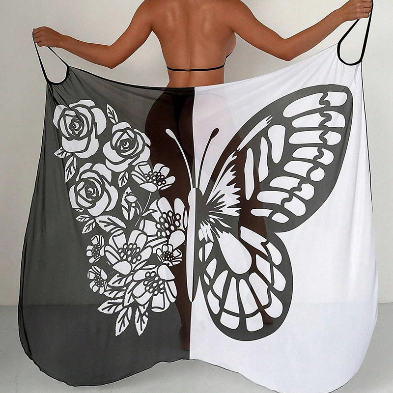 Summer Butterfly Print Beach Cover Ups