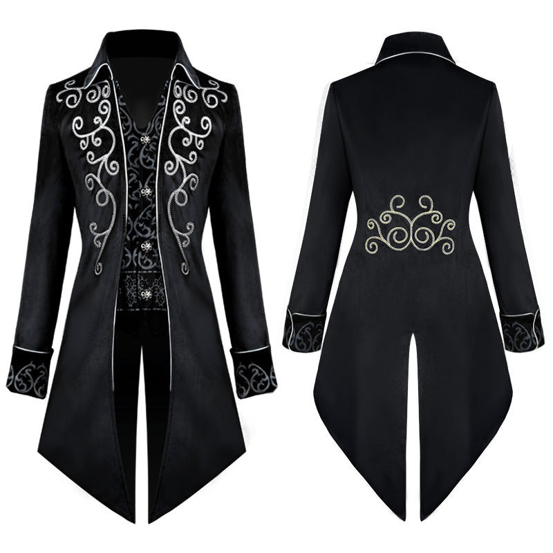 Men's Vintage Silver-Edge Tailcoat Jacket