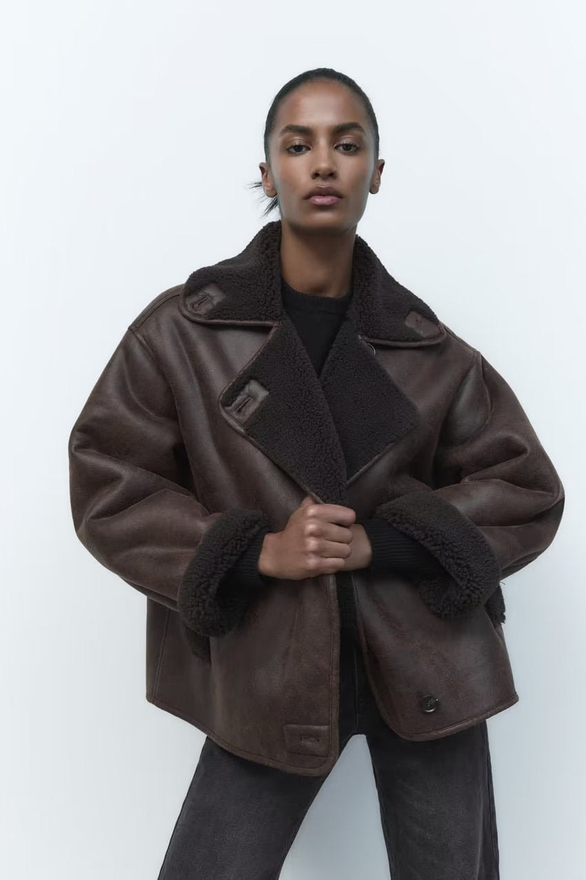 Women's Shearling-Lined Suede Jacket