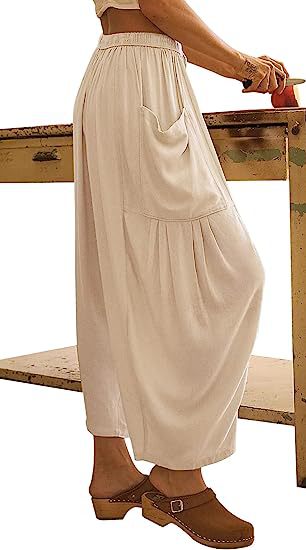 High-Waisted Wide-Leg Pants with Elastic Waist