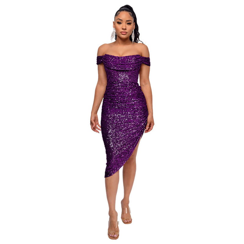 Sexy Off The Shoulder Sequined Mini Cocktail Dresses-Dresses-Free Shipping at meselling99