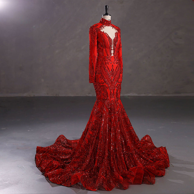 Luxury Long Sleeve High Waist Evening Dress/Wedding Dresses