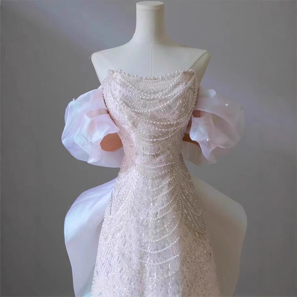 One-Shoulder Light Wedding Dress