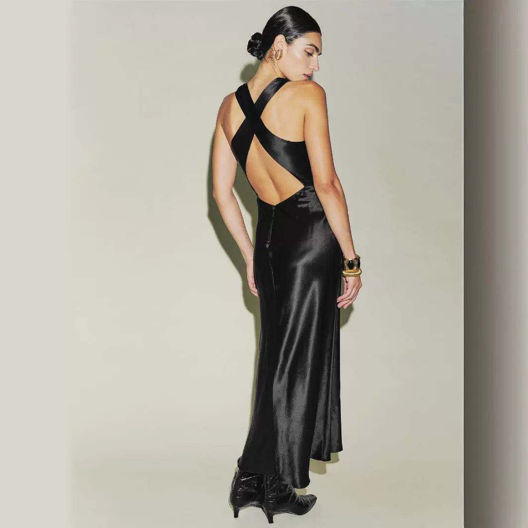 Sexy Stain Crossed Backless Evening Dresses