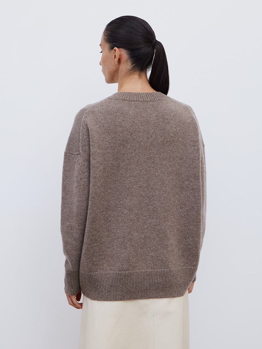 Women's Oversized Round Neck Long Sleeve Sweater