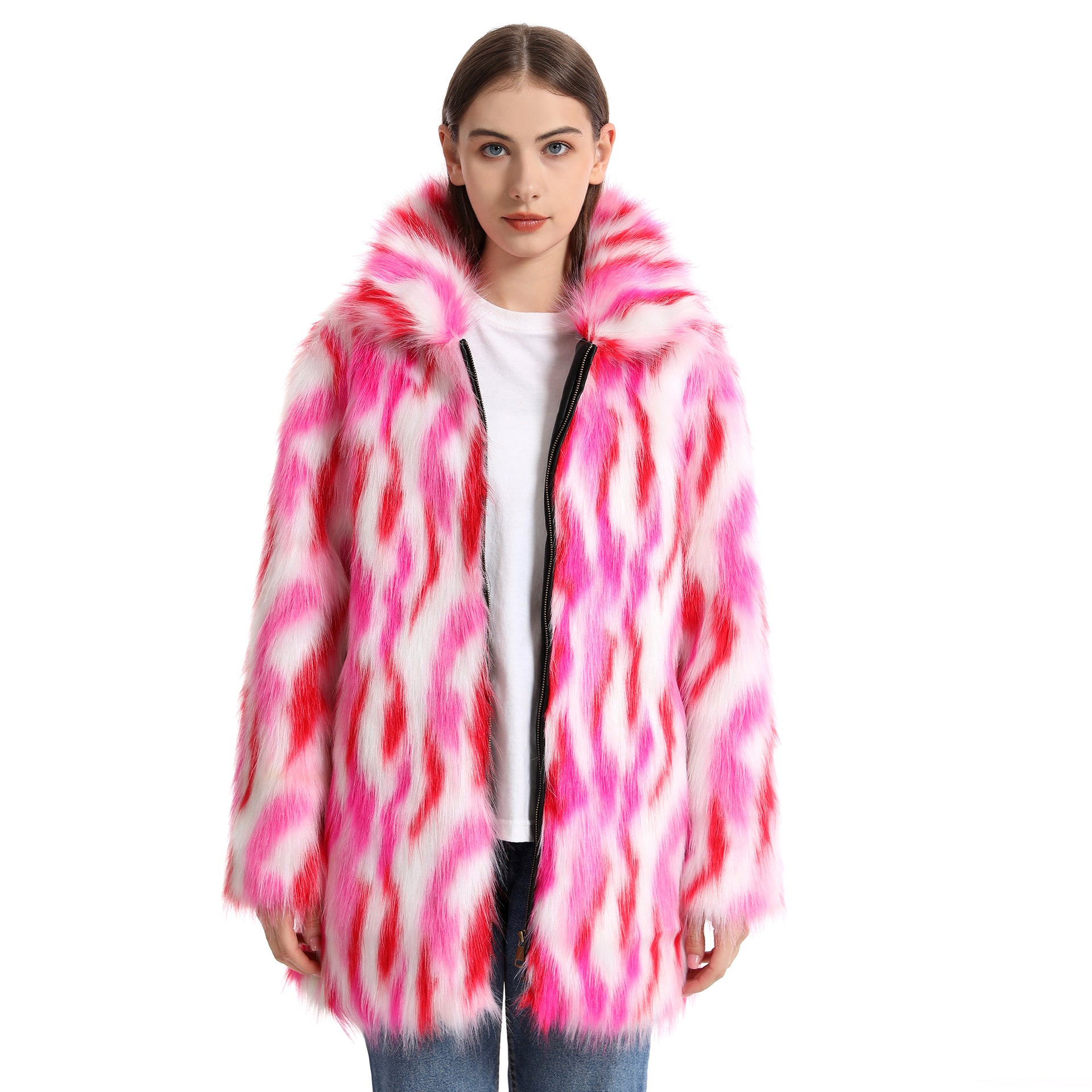 Women's Plush Long-Length Faux Fur Coat