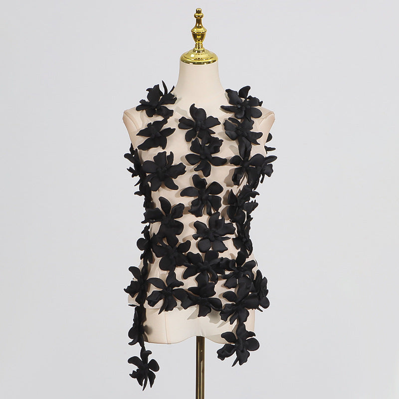 Designer 3D Floral Mesh Vest