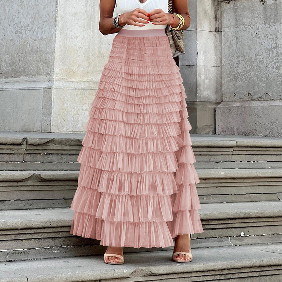 Fashion Elegant High Waist Tulle Cake Skirts for Women