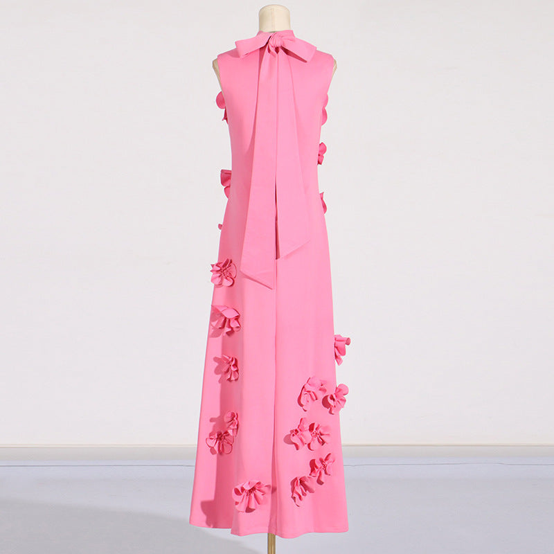 Elegant Stand Collar Sleeveless Maxi Dress