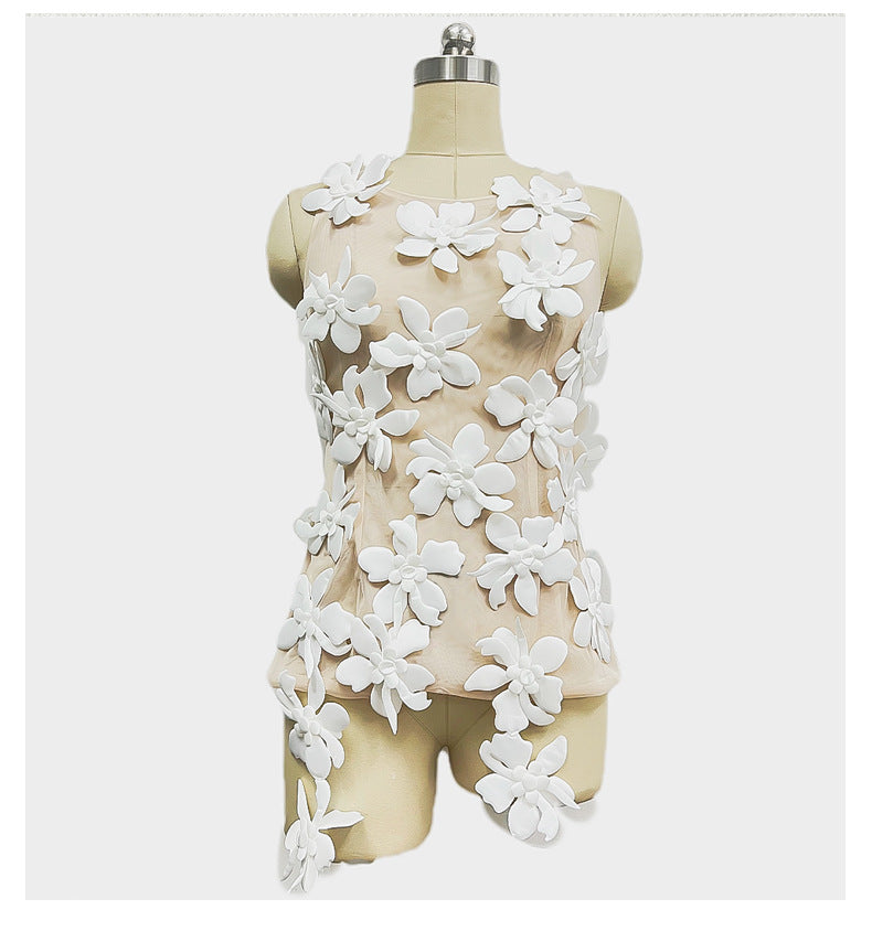 Designer 3D Floral Mesh Vest