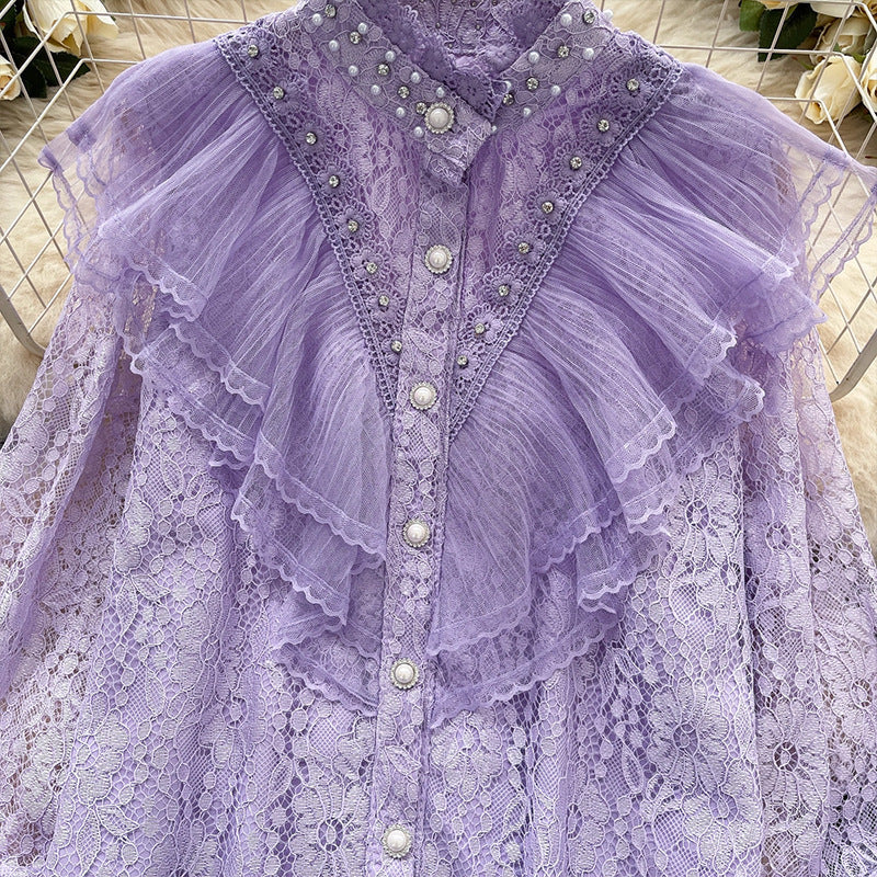 Vintage Beaded & Rhinestone Long Sleeve Shirt