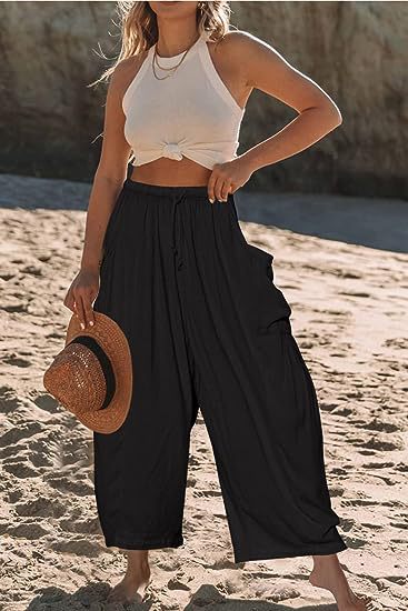 High-Waisted Wide-Leg Pants with Elastic Waist