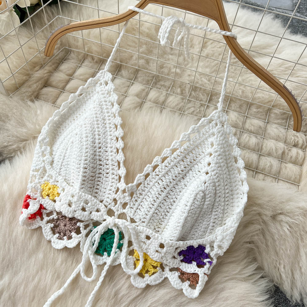 Summer Bohemian Crochet Knitted Strapless Tops & Skirts Women Sets