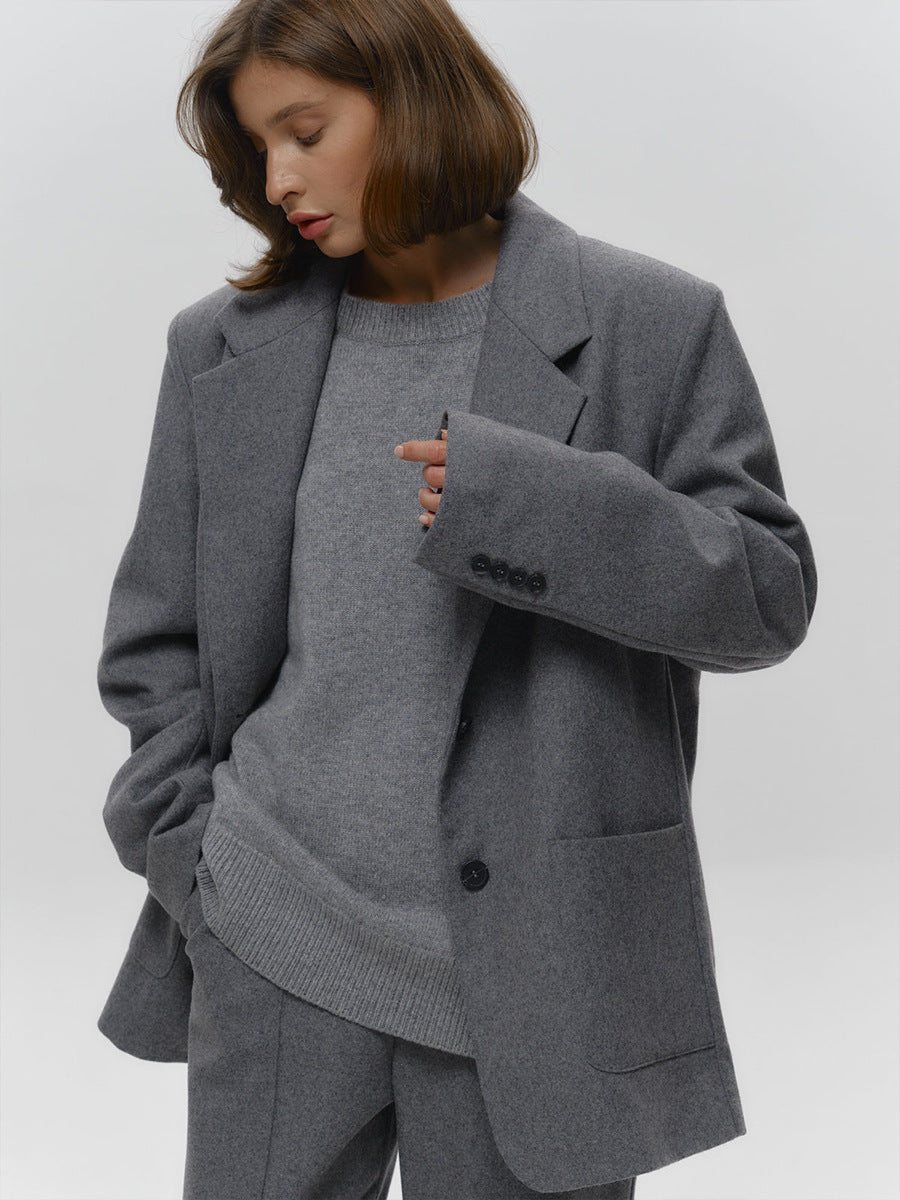 Classic Relaxed-Fit Dark Crewneck Sweater