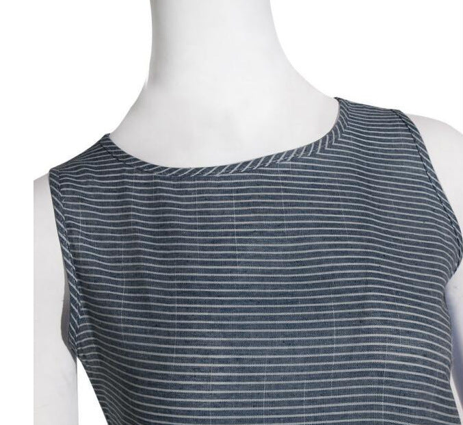 Women's Striped Sleeveless V-Neck Slim-Fit Plus Size Dress