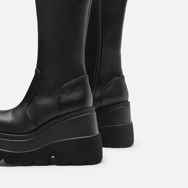 Gothic Wedge Heel Platform Combat Boots