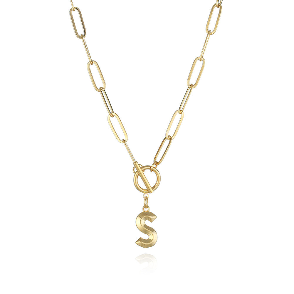 Bridesmaid Gifts Alphabet Necklace Golden Hip-hop Necklace  26 Letter Pendant Necklaces