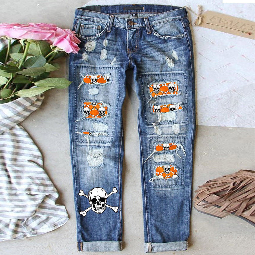 Women’s Mid-Rise Straight Leg Jeans for Halloween