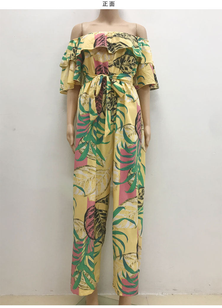 Sexy One Shoulder Chiffon Summer Beach Jumpsuits