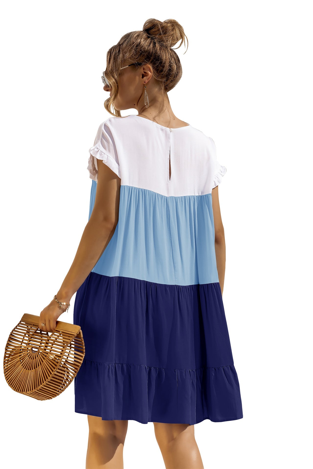 Summer Color Block Loose Fit Short Dress