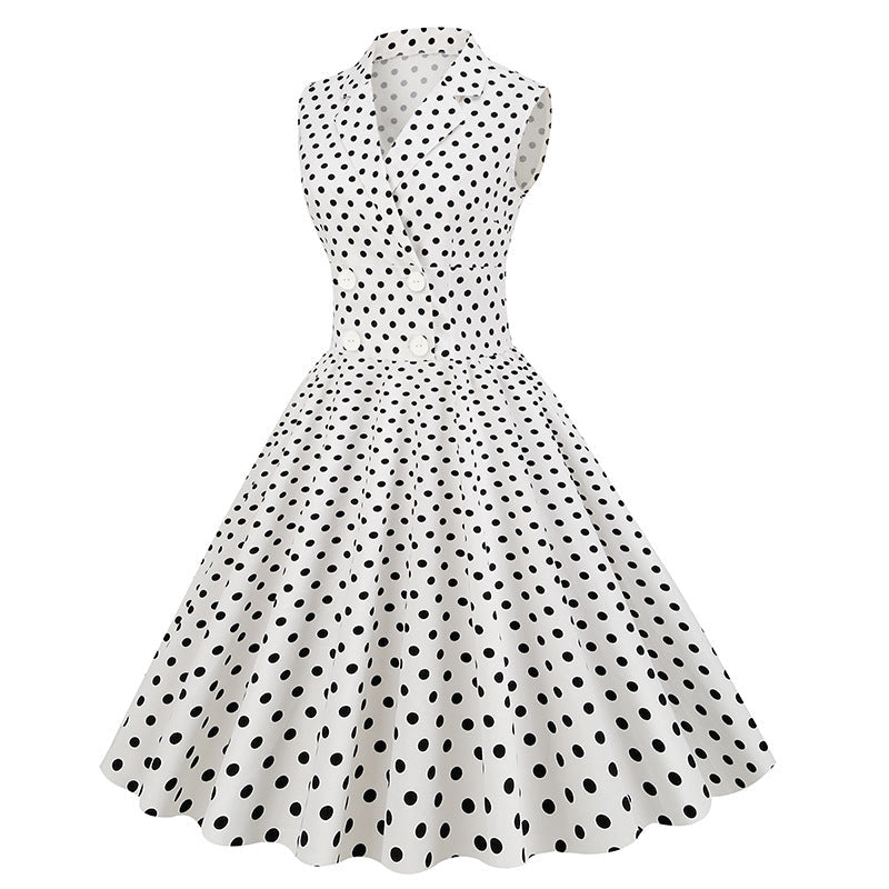 Vintage Sleeveless Polka Dot Dresses-Dresses-Free Shipping at meselling99