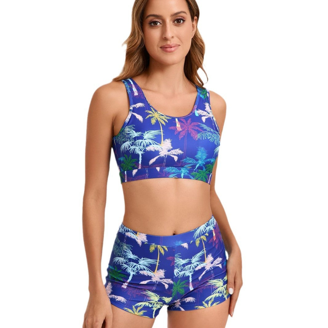 Printed Two Pieces Conservative Beach Swimsuits for Women
