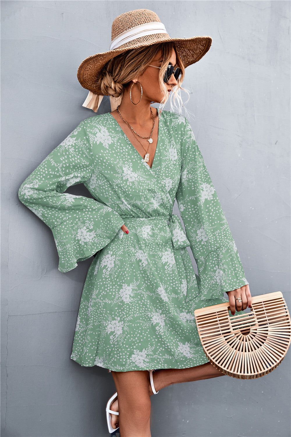 Casual Trumpet Sleeves Bangdage Dresses