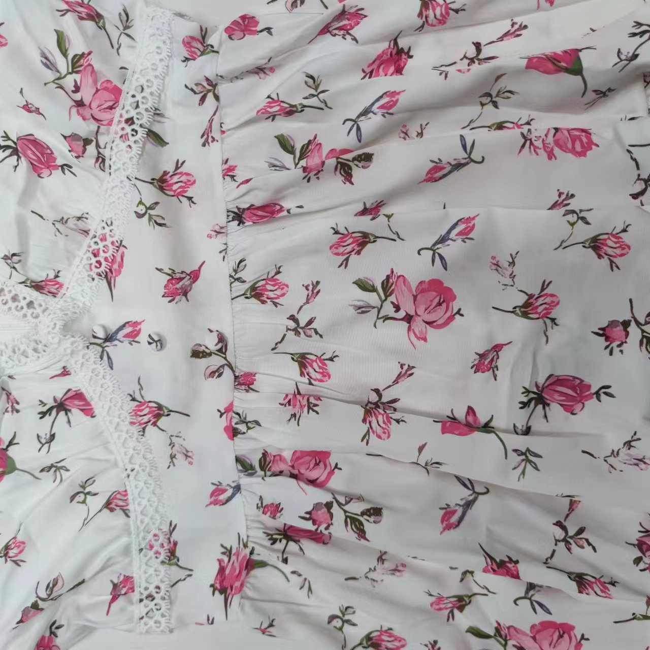 Sweet & Elegant Floral Print V-Neck Lace Dress