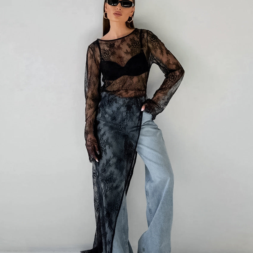 Sexy Black Sheer Lace Dress