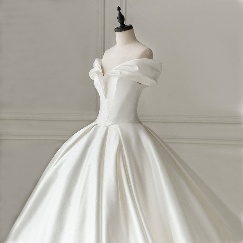 Elegant Satin Off The Shoulder Wedding Dresses