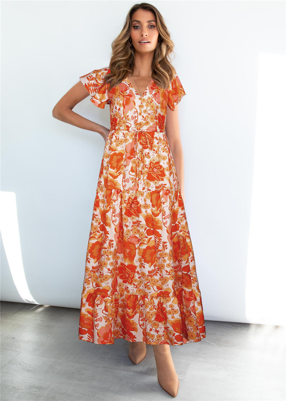 Summer Casual Foral Print Long Holiday Dresses